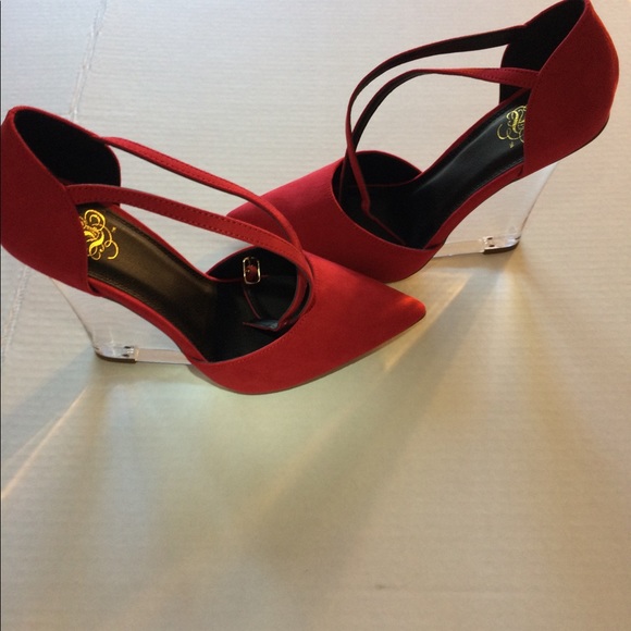 Liliana Athan 2 Pointy Toe Clear Wedges - Picture 6 of 8